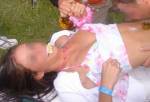 Someone doing a "body shot" off her Someone doing a "body shot" off her