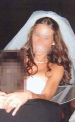 In her  wedding dress