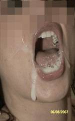Rebecca's mouth with black sperm Rebecca's mouth with black sperm