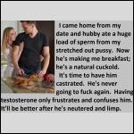 He's a natural cuckold; testosterone only confuses him.