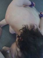 On her knees where she belongs