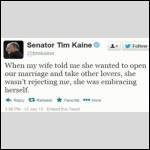 Tim Kaine Tweets His Wife Cuckolds Him